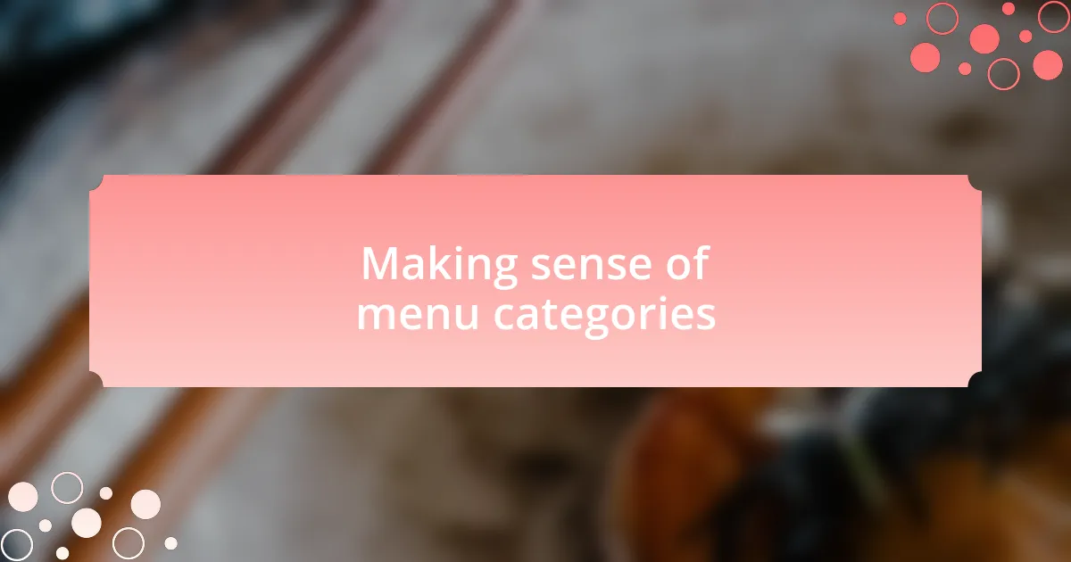 Making sense of menu categories