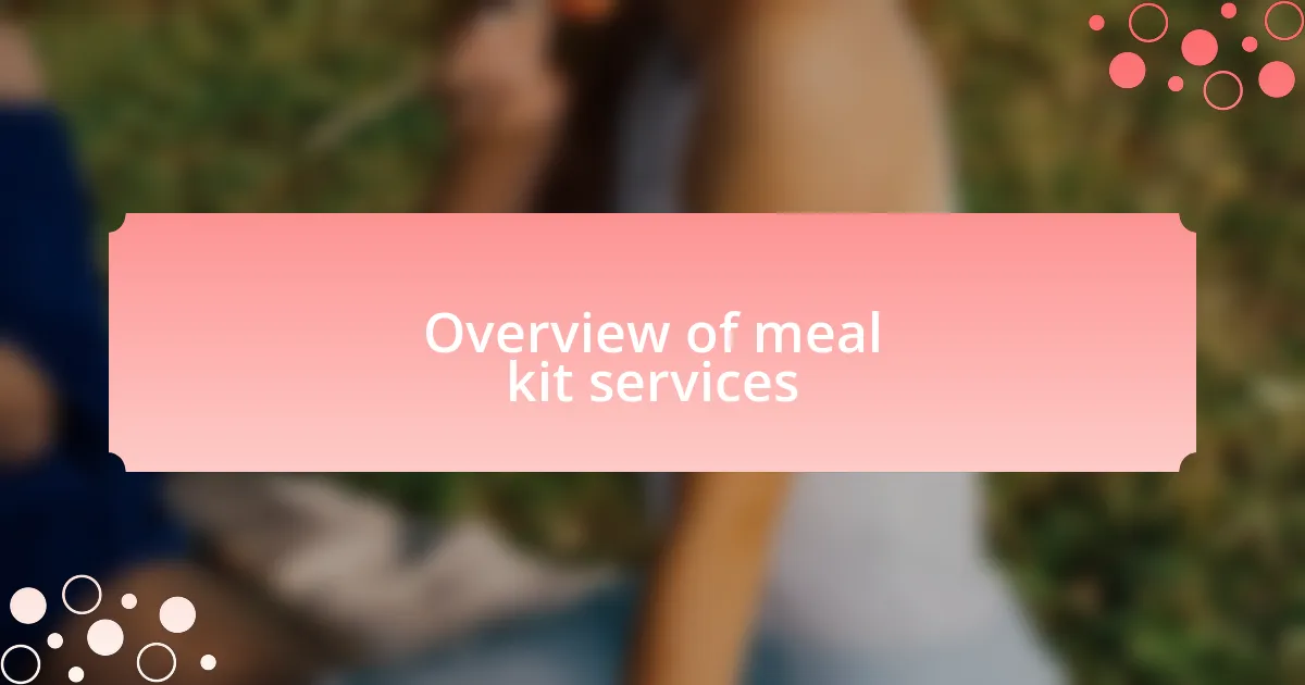 Overview of meal kit services